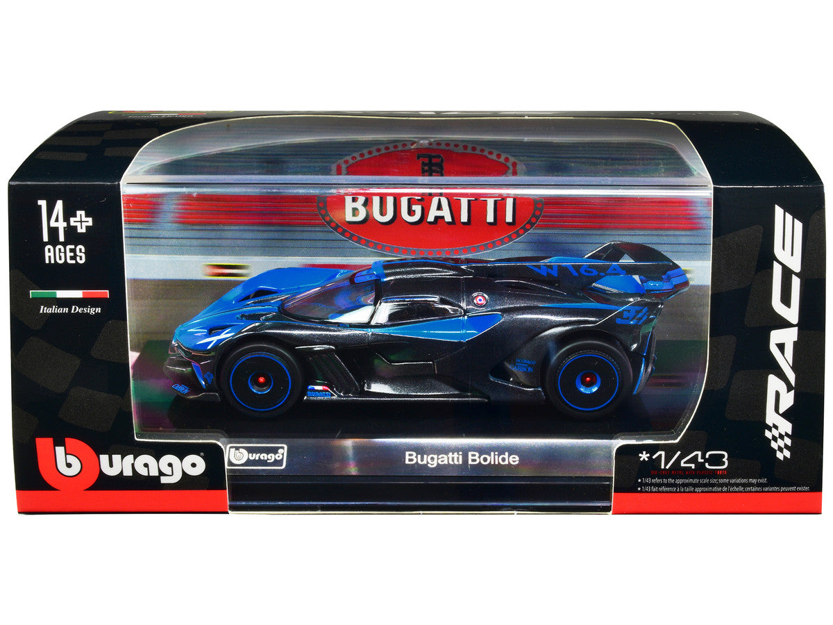 Bugatti Bolide Blue and Carbon Gray "Race" Series 1/43 Diecast Model Car by Bburago-0
