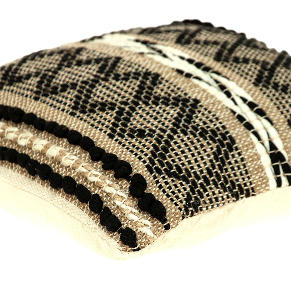 Black And Sand Woven Decorative Pillow-4