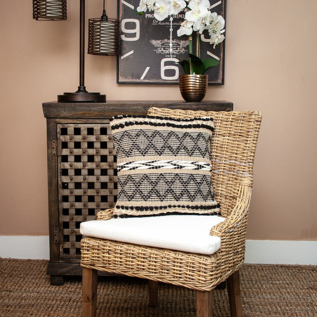 Black And Sand Woven Decorative Pillow-8