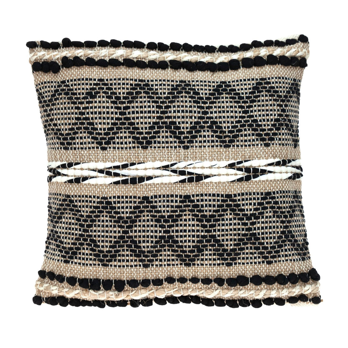 Black And Sand Woven Decorative Pillow-1