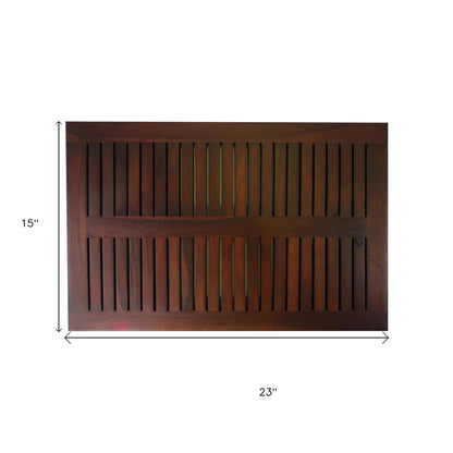 23" Dark Brown Teak Slat Bath Mat-5