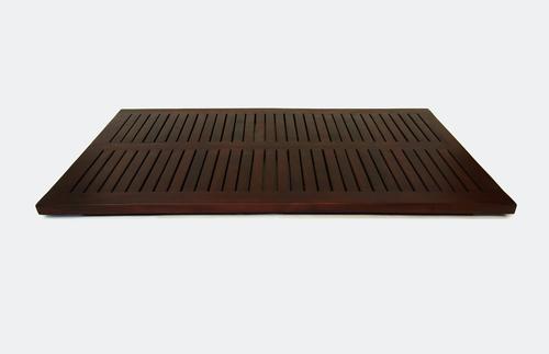 31" Dark Brown Teak Slat Non Slip Bath Mat-2