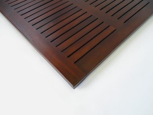 31" Dark Brown Teak Slat Non Slip Bath Mat-5