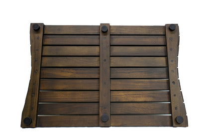 23" Dark Brown Teak Slat Non Slip Bath Mat-3