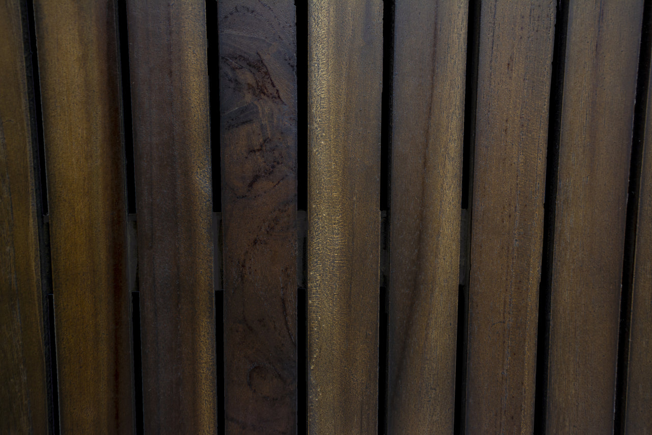 31" Dark Brown Teak Slat Non Slip Bath Mat-6