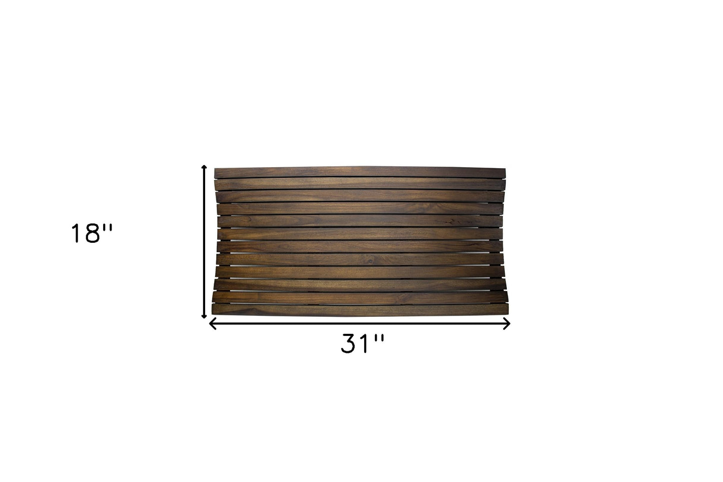 31" Dark Brown Teak Slat Non Slip Bath Mat-5