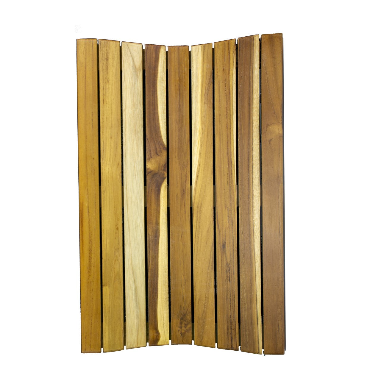 23" Brown Teak Slat Non Slip Bath Mat-1