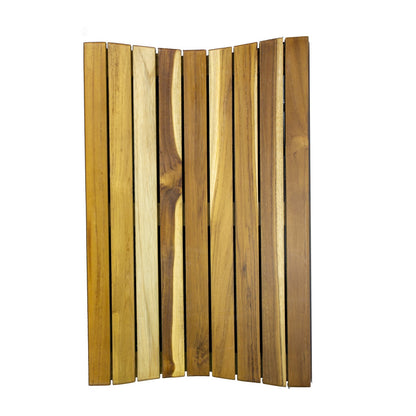 23" Brown Teak Slat Non Slip Bath Mat-1