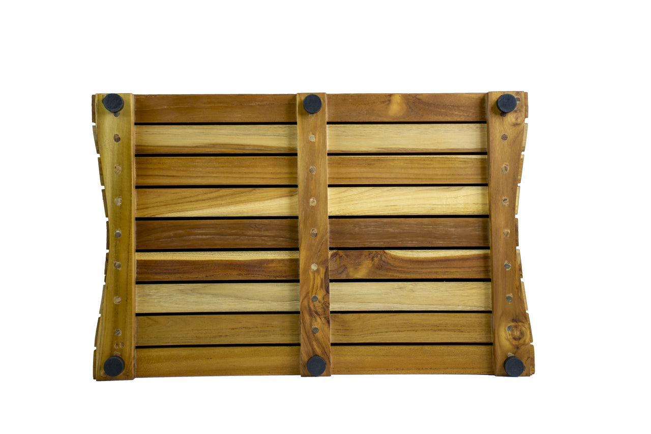 23" Brown Teak Slat Non Slip Bath Mat-3