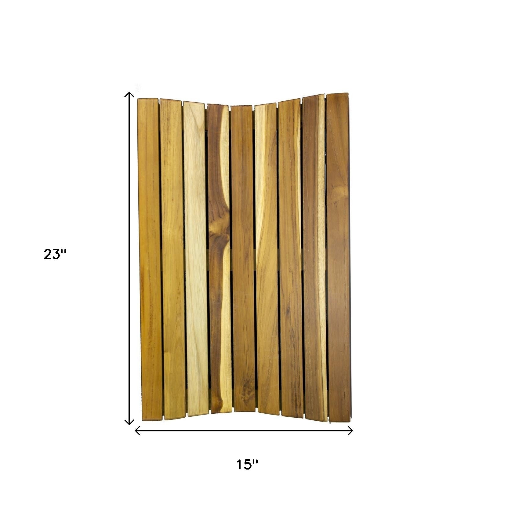 23" Brown Teak Slat Non Slip Bath Mat-4