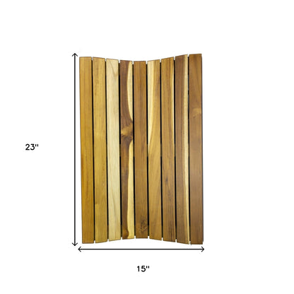 23" Brown Teak Slat Non Slip Bath Mat-4