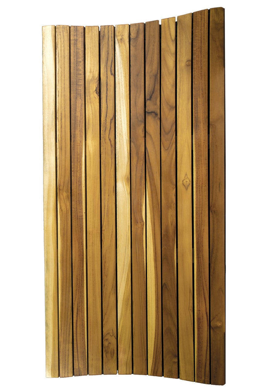 40" Brown Teak Slat Non Slip Bath Mat-2