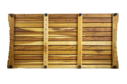 40" Brown Teak Slat Non Slip Bath Mat-3