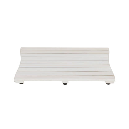 23" White Teak Slat Non Slip Bath Mat-2