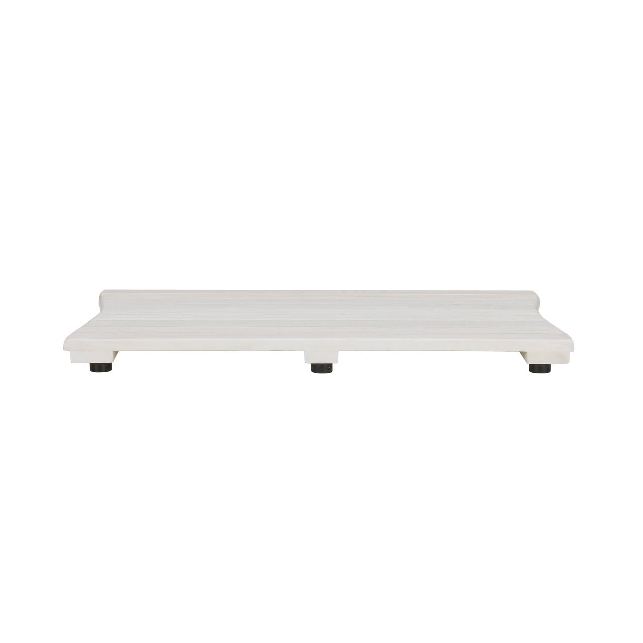 23" White Teak Slat Non Slip Bath Mat-3