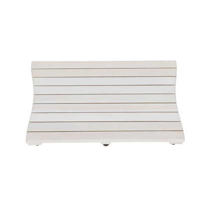 23" White Teak Slat Non Slip Bath Mat-5