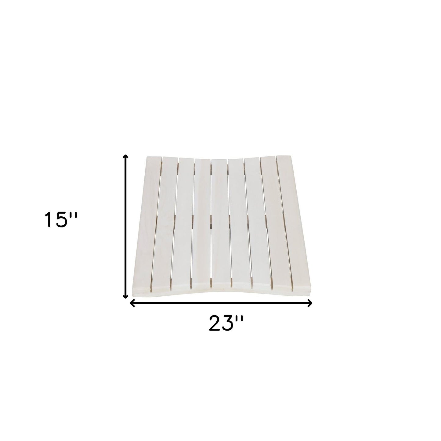 23" White Teak Slat Non Slip Bath Mat-7