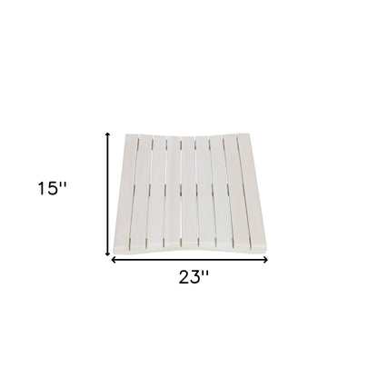 23" White Teak Slat Non Slip Bath Mat-7