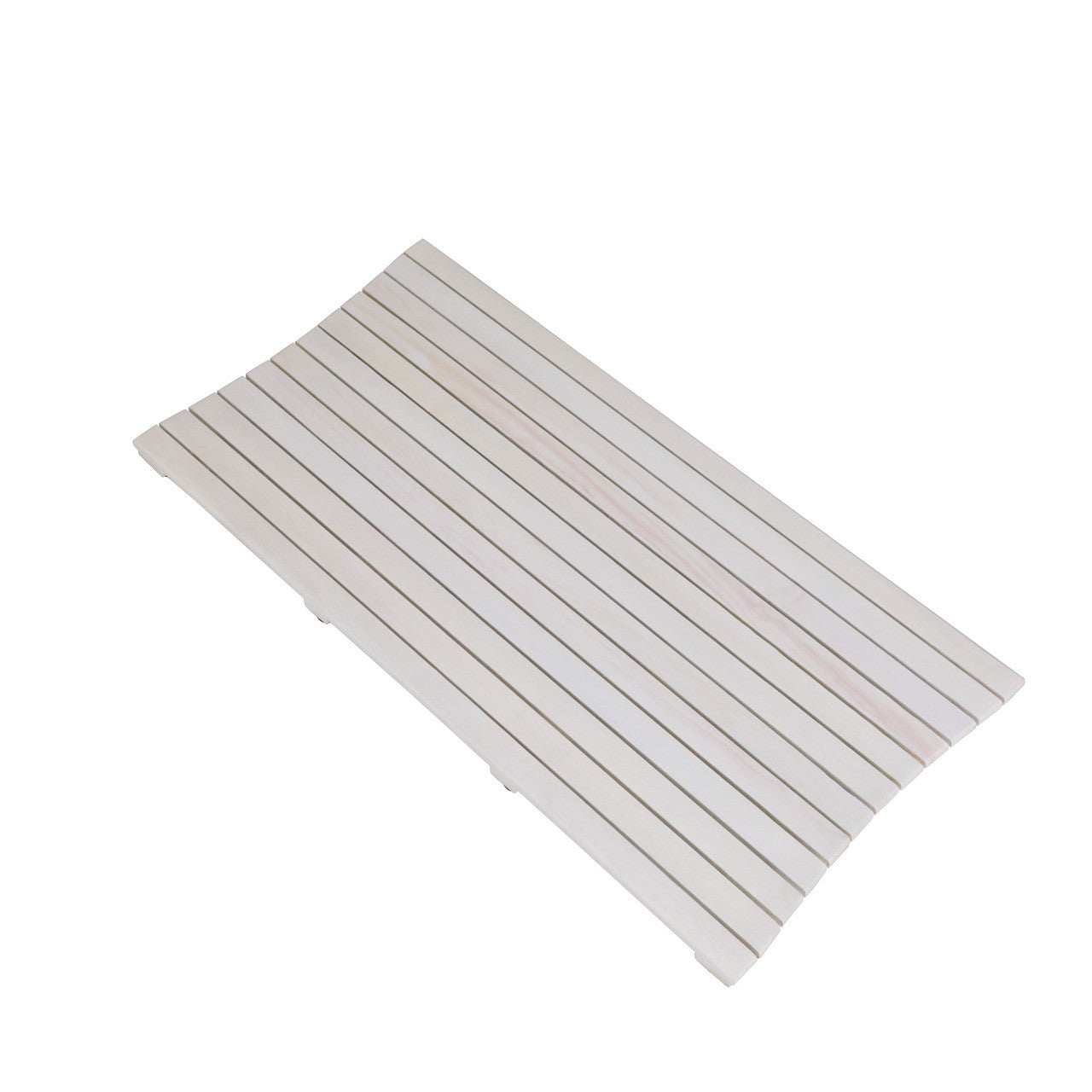 40" White Teak Slat Non Slip Bath Mat-1