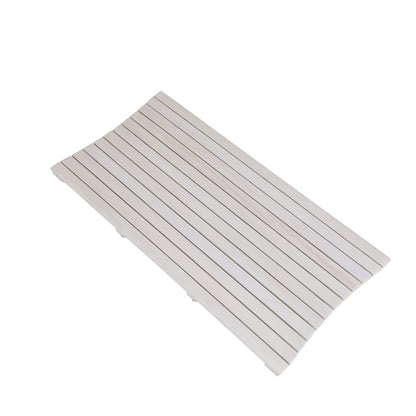 40" White Teak Slat Non Slip Bath Mat-1