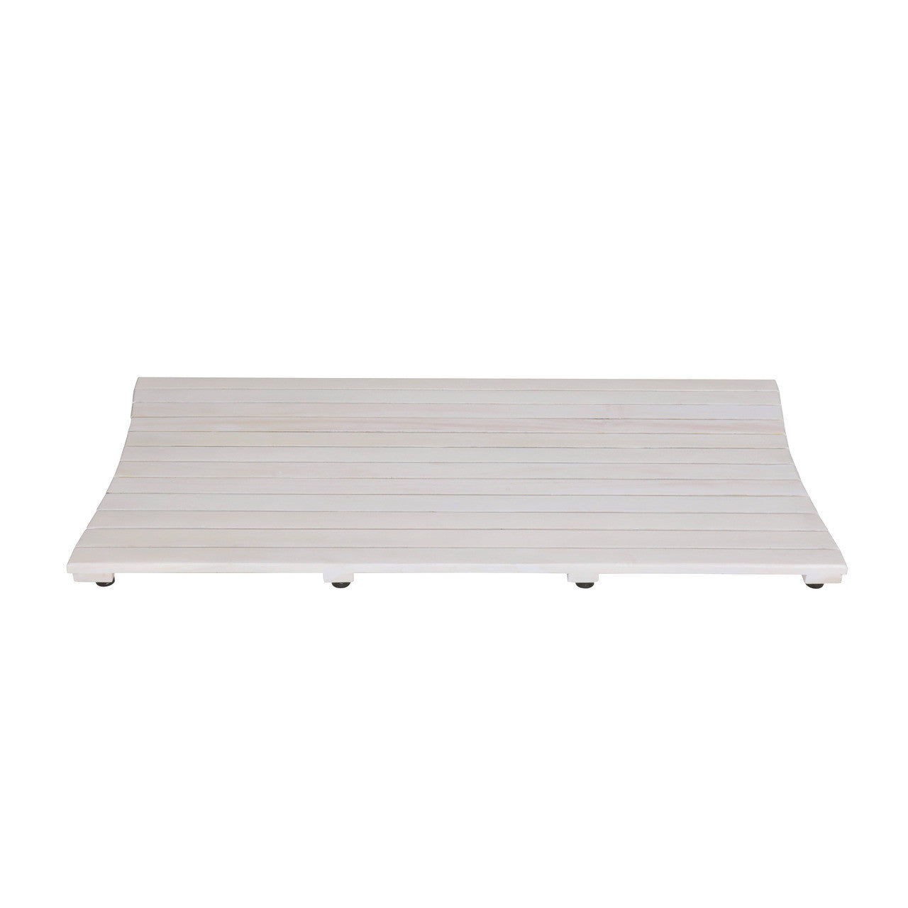 40" White Teak Slat Non Slip Bath Mat-5