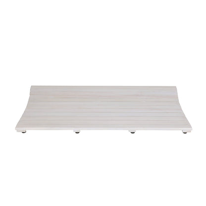 40" White Teak Slat Non Slip Bath Mat-5