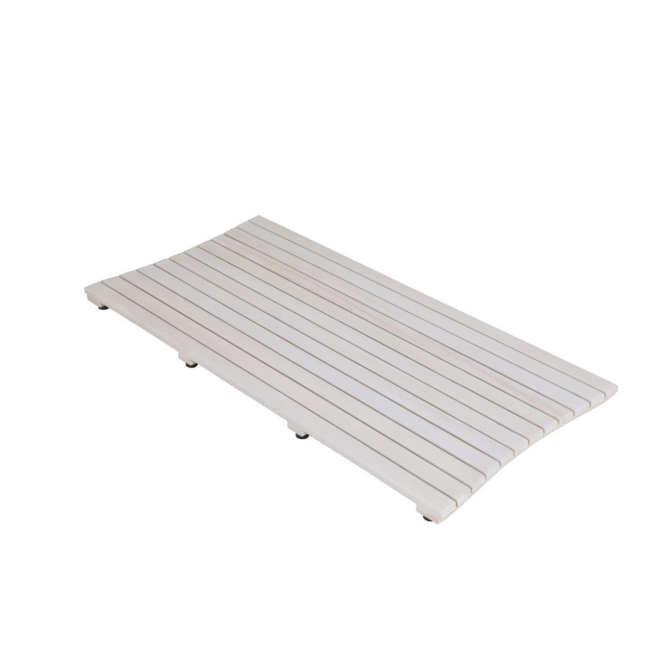40" White Teak Slat Non Slip Bath Mat-6