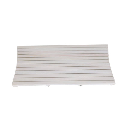 40" White Teak Slat Non Slip Bath Mat-7