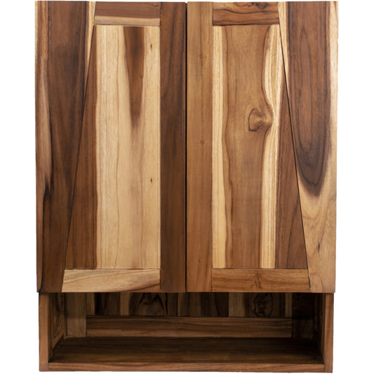 24" Shades Of Brown Solid Teak Wood Wall Mounted Accent Cabinet-0
