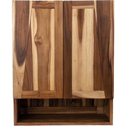 24" Shades Of Brown Solid Teak Wood Wall Mounted Accent Cabinet-2