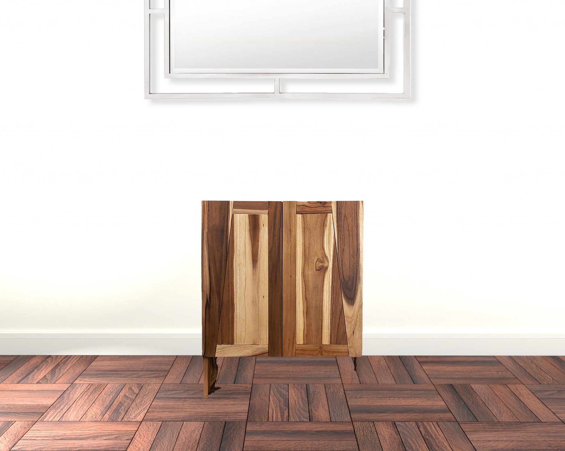 24" Shades Of Brown Solid Teak Wood Wall Mounted Accent Cabinet-1