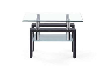 18" Dark Walnut And Clear Glass End Table-0