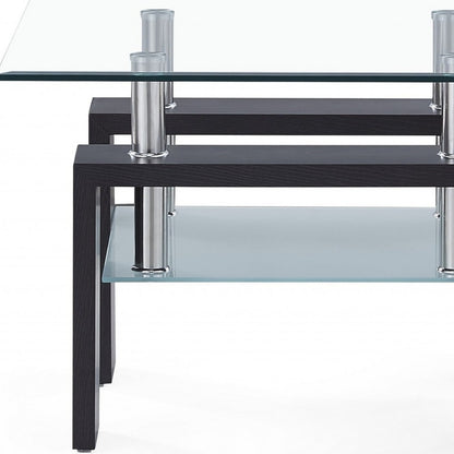 18" Dark Walnut And Clear Glass End Table-4