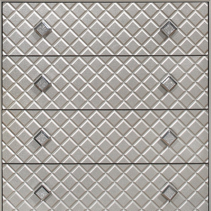Champagne Toned Chest With Tapered Acrylic Legs And 5 Drawers-3