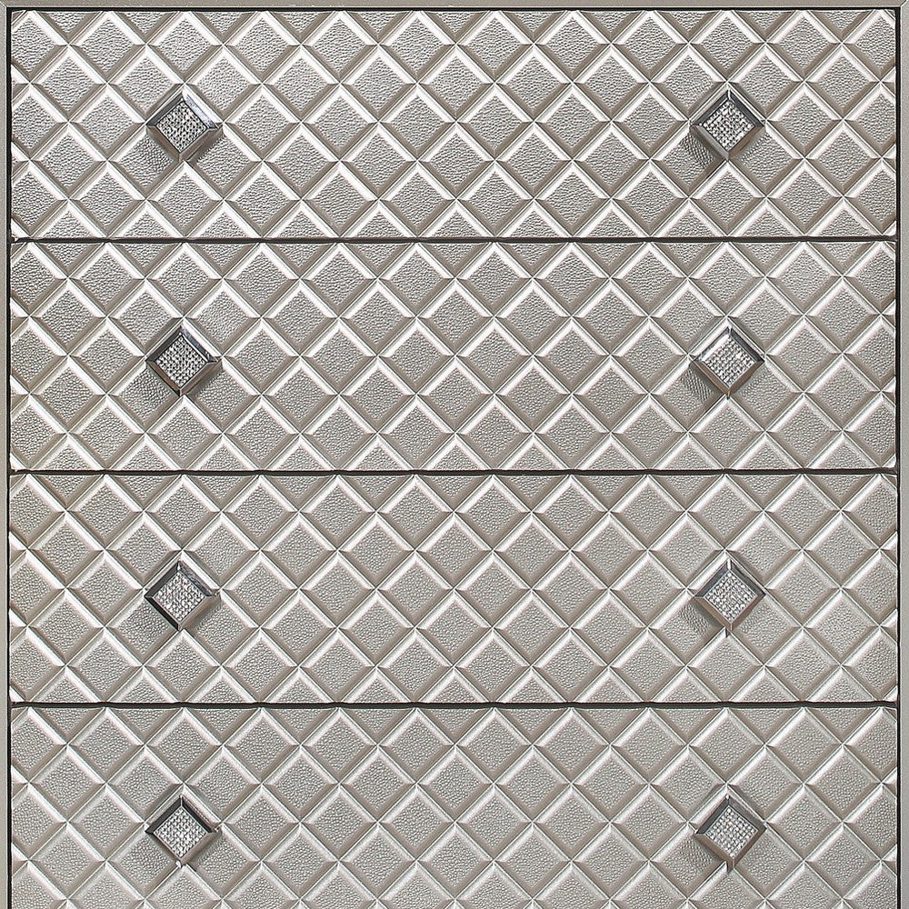 Champagne Toned Chest With Tapered Acrylic Legs And 5 Drawers-5