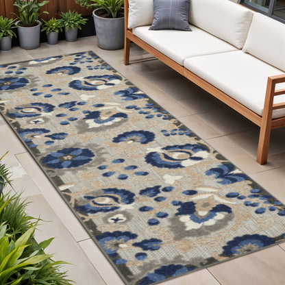 8' Blue And Gray Indoor Outdoor Area Rug-1