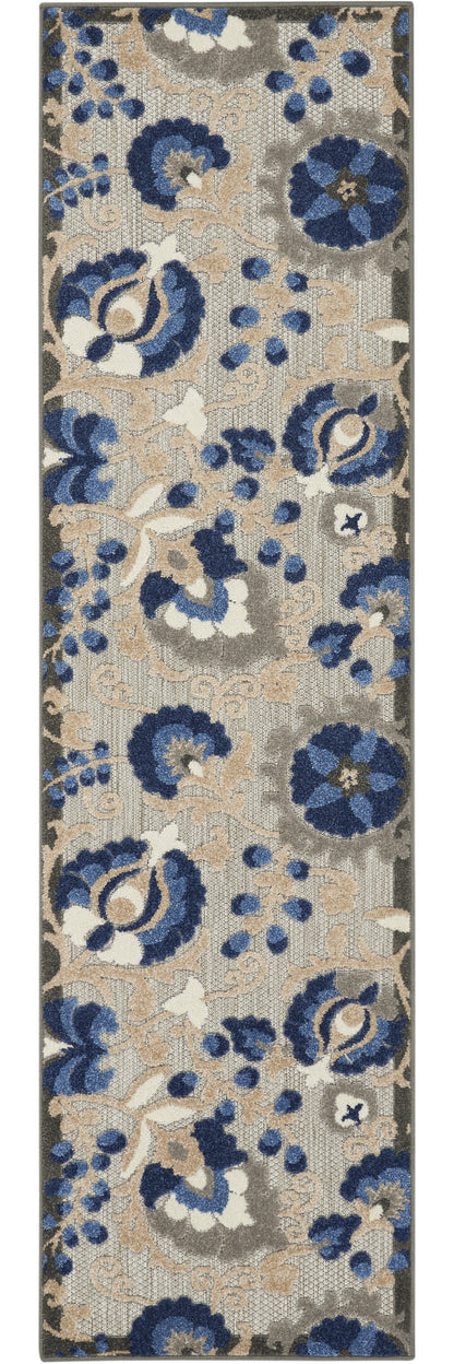 8' Blue And Gray Indoor Outdoor Area Rug-6