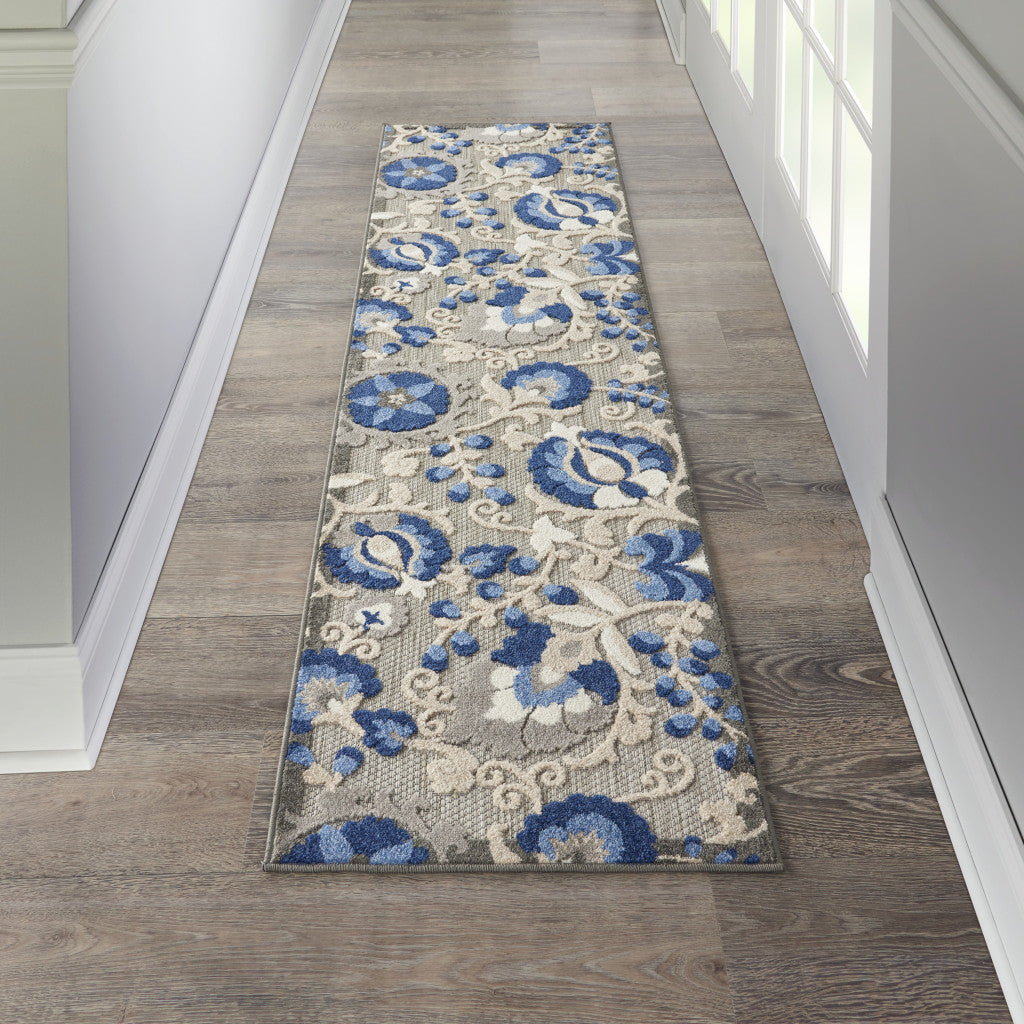 8' Blue And Gray Indoor Outdoor Area Rug-4