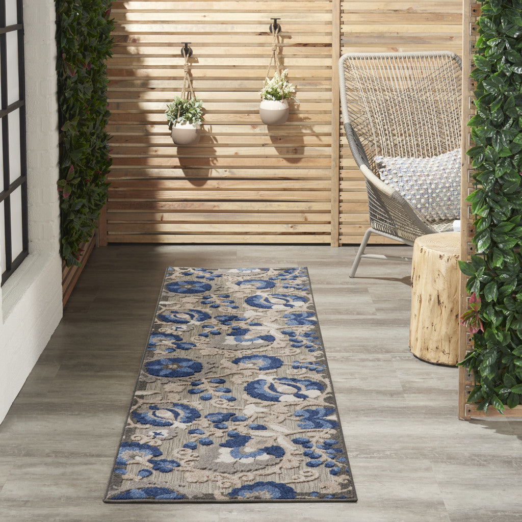 8' Blue And Gray Indoor Outdoor Area Rug-5