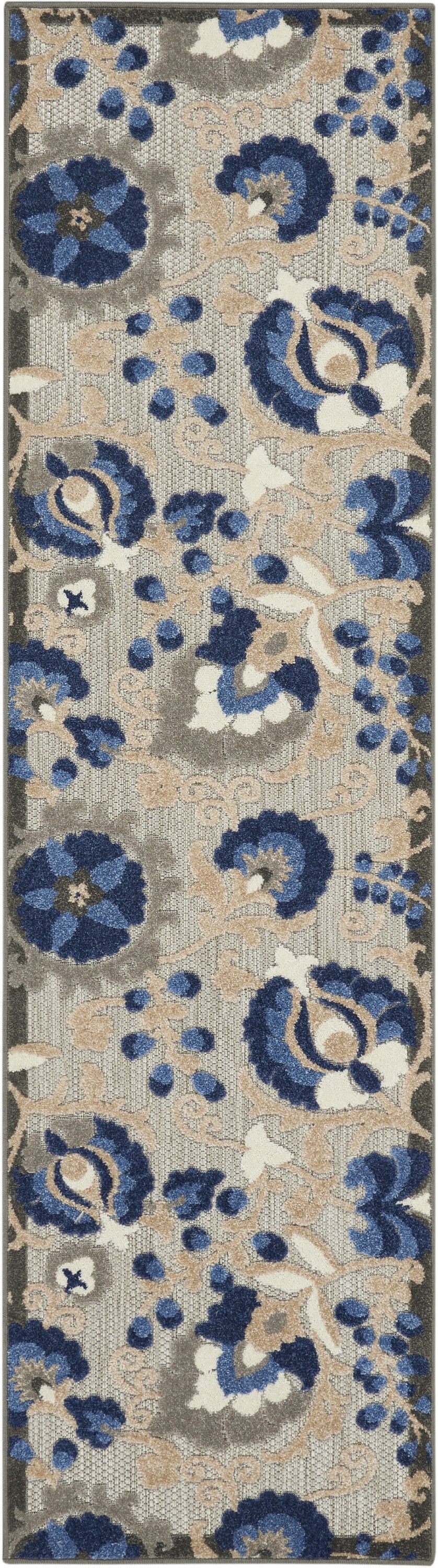 8' Blue And Gray Indoor Outdoor Area Rug-0