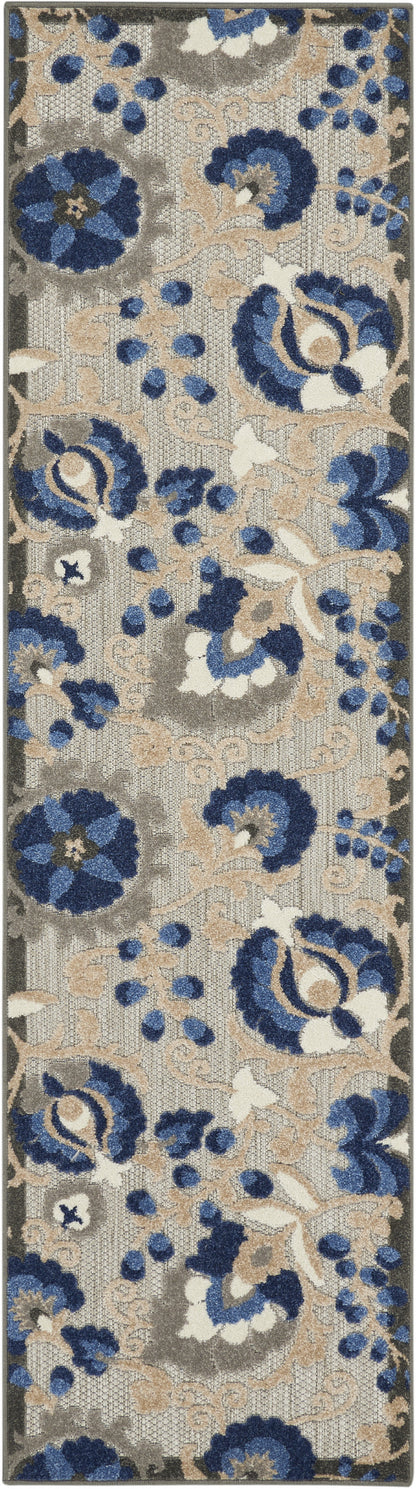 8' Blue And Gray Indoor Outdoor Area Rug-0