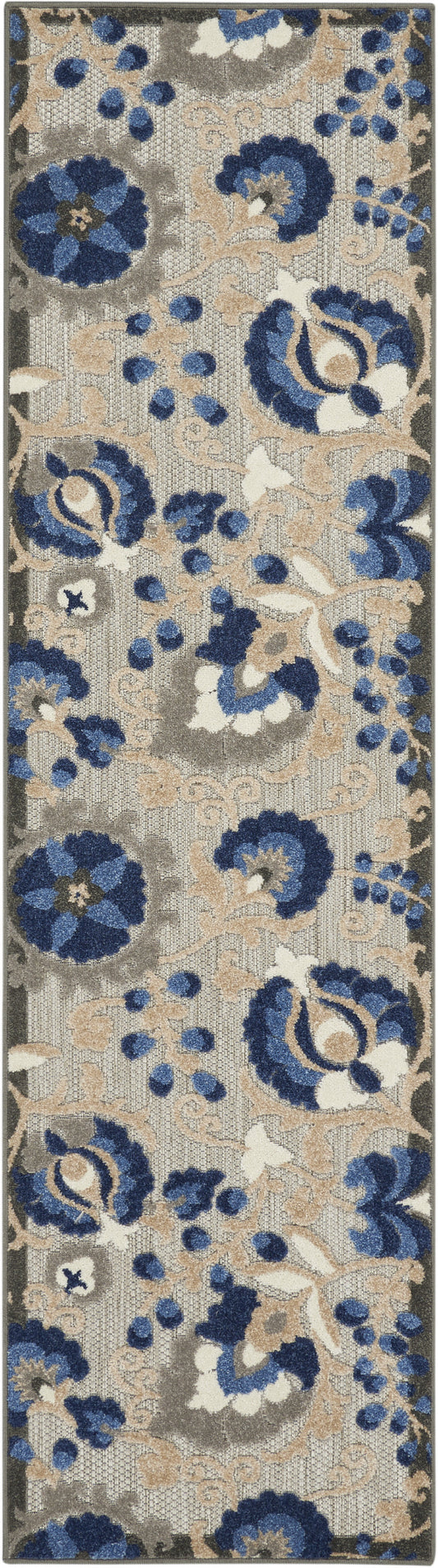 8' Blue And Gray Indoor Outdoor Area Rug-0