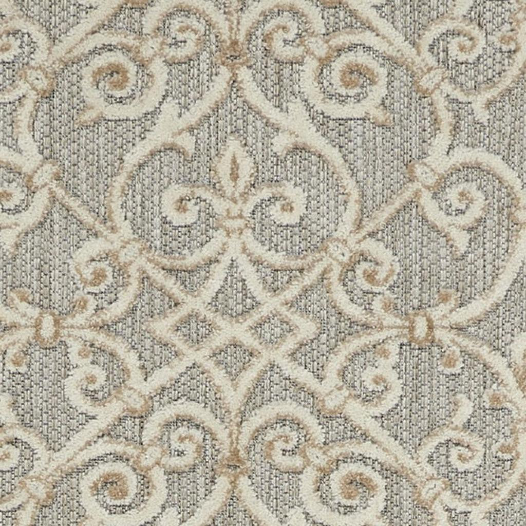6' Gray And Ivory Indoor Outdoor Area Rug-2