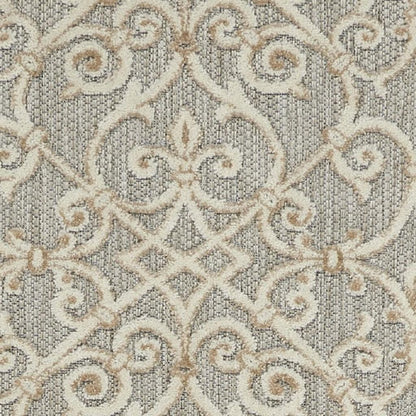 6' Gray And Ivory Indoor Outdoor Area Rug-2