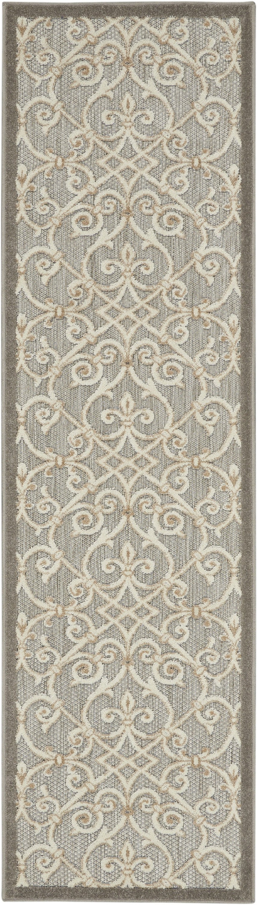 6' Gray And Ivory Indoor Outdoor Area Rug-0