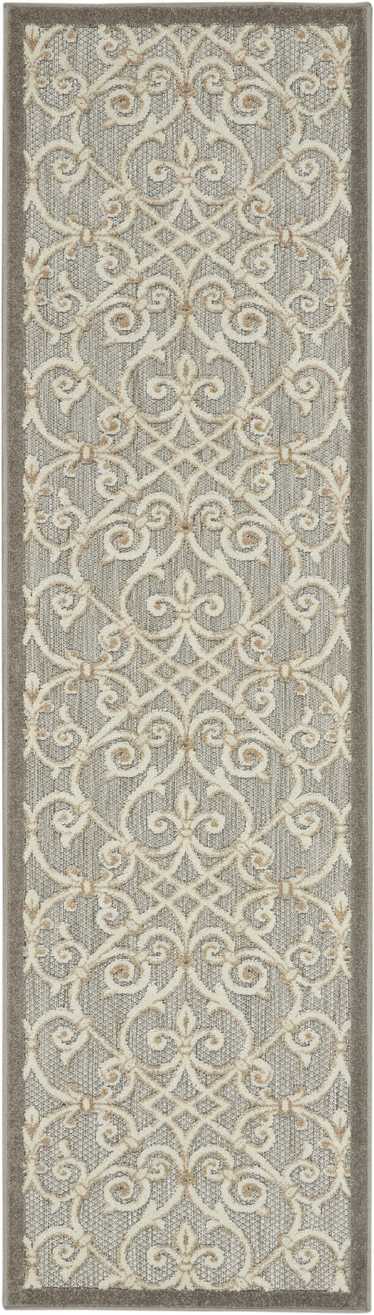 6' Gray And Ivory Indoor Outdoor Area Rug-0