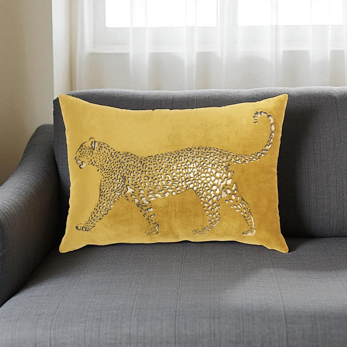 Bold Golden Leopard Lumbar Pillow-0