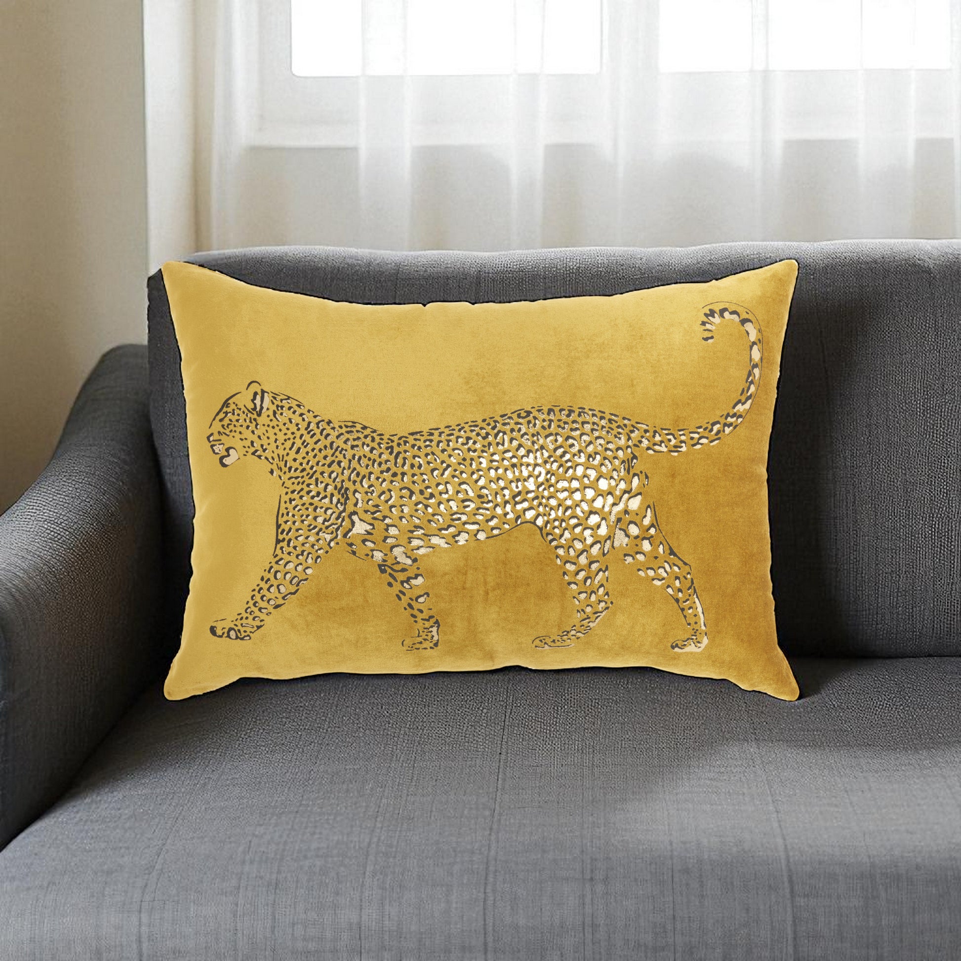 Bold Golden Leopard Lumbar Pillow-0