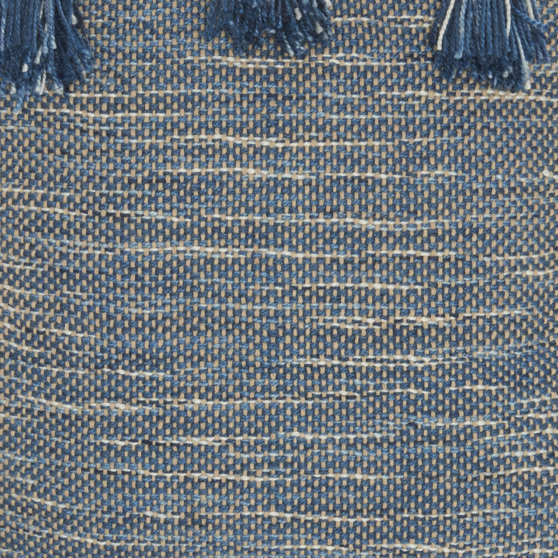 18" Royal Blue Polyester Blend Throw Pillow With Tassels-8