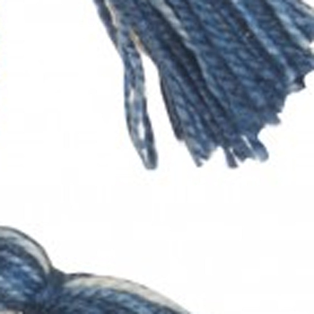 18" Royal Blue Polyester Blend Throw Pillow With Tassels-3